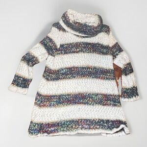 Studio JPR Size XL  Chunky Knit Sweater Tunic Cowl Neck Striped Cozy Pullover